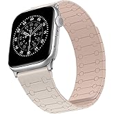 Sixmoat Double Sided Wearable Magnetic Band Compatible with Apple Watch Band 42mm(Series 10/11) 41mm 40mm 38mm for Men Women,Soft Silicone Strap for iWatch SE Series 11 10 9 8 7 6 5-1, Starlight-Pink
