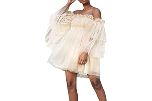 HDGTSA Tulle Dress Women Short Puffy Prom Dress Strapless Mesh Birthday Fairy Dresses Ruffle Cocktail Party Poofy Gown