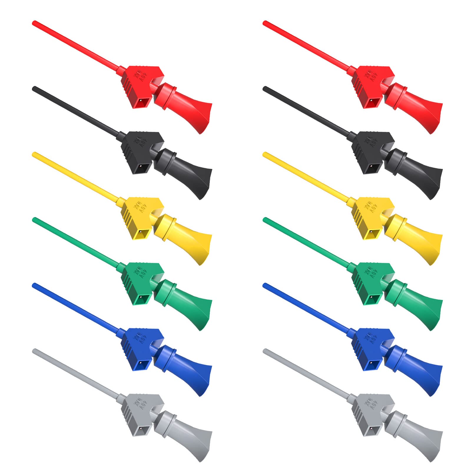 Cleqee 12PCS SMD IC Test Hook Clip 6 Colours for Logic Analyzer, Electronic Testing