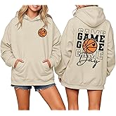 Migxsaf Basketball Hoodie Mom Game Day Sweatshirts for Women Mama Funny Sweatshirt Gifts Graphic Hoodies Vintage Pullover