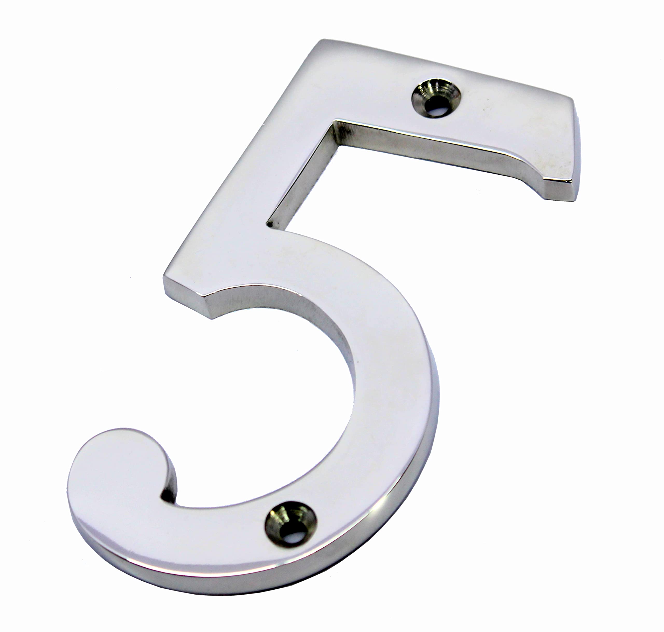 ESPLANADE 4" Brass House Hotel Door Number Plaque Sticky Numeric Numerical Digit 0-9 (0(zero)) (5 (Five))