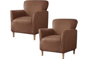 Gollense Banquet Armchair Slipcover Luxury Velvet Chair Slipcovers with Arms Stretch Chair Covers for Living Room Soft Club Chair Cover Anti Slip Dog Pet Friendly Furniture Protector (Coffee-2)