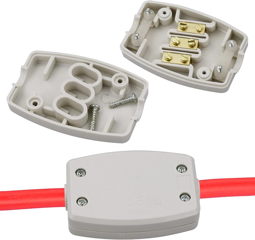 SZCXDKJ 2x 3 Terminal Junction Box Grey 250V 13A Cable Connector for Outdoor