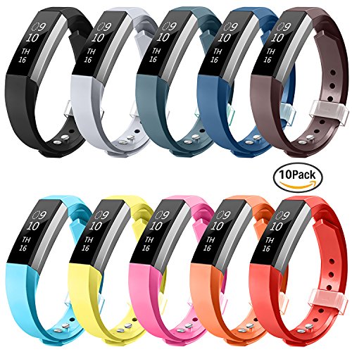 Fitbit Alta Bands,Greeninsync Fitbit Alta Accessory Replacement Band Large for Fitbit Alta Wristbands Available in 18 Colors with Metal Clasp and Ultrathin Fastener (10pack)