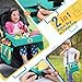 Travel Tray, 2 in 1 Robot Bag Kids Travel Tray with Large Capacity 17 Pockets - Detachable iPad Holder & PVC Dry Erase Board Car Seat Tray Bonus 5 Educational Drawing Papers and 6 Color Pen