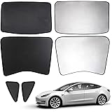 Mixsuper Newly Update Model 3 Sun Shades,Car Sunroof UV Rays Protection Window Shade for Tesla Model 3,Half Covered Rear Suns