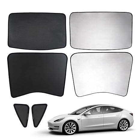 Mixsuper Newly Update Model 3 Sun Shadescar Sunroof Uv Rays Protection Window Shade For Tesla Model 3half Covered Rear Sunshade Type With Free Uv
