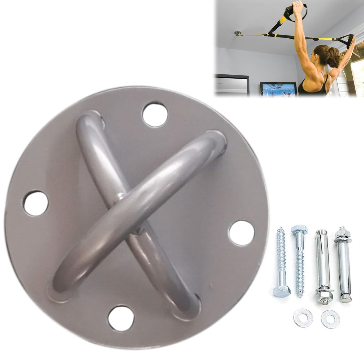 Suspension Strap Trainer Ceiling Anchor: YOYIAG Trainer Ceiling Mount Bracket Suspension Strap Trainer Fixed Disc Training Accessory, Suspension Trainer Wall Bracket for Yoga Hammock Swing
