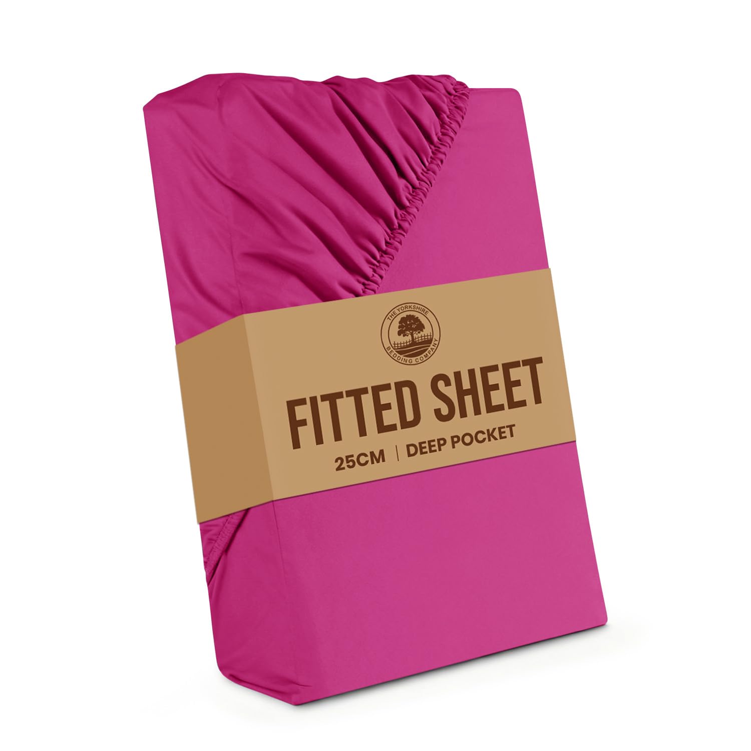 Yorkshire Bedding King Size Fitted Sheets 25 Cm Deep Hot Pink Bed Sheet with Elastic Corners Soft Brushed Microfiber Fabric Breathable Shrinkage & Fade-Resistant Bedsheets — image 1