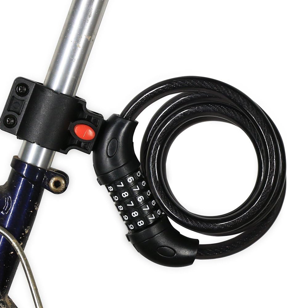 EASTWILD Bike Cable Lock with Mounting Bracket, High Security Resettable Combination Bike Locks (120cm X 12mm)