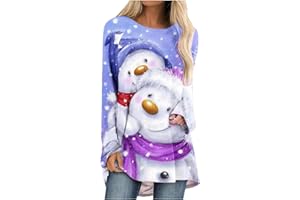 fartey Womens Christmas Tunic Tops to Wear with Legging Casual Dressy Xmas Tree Graphic Tee Shirts Loose Fit Crewneck Blouses