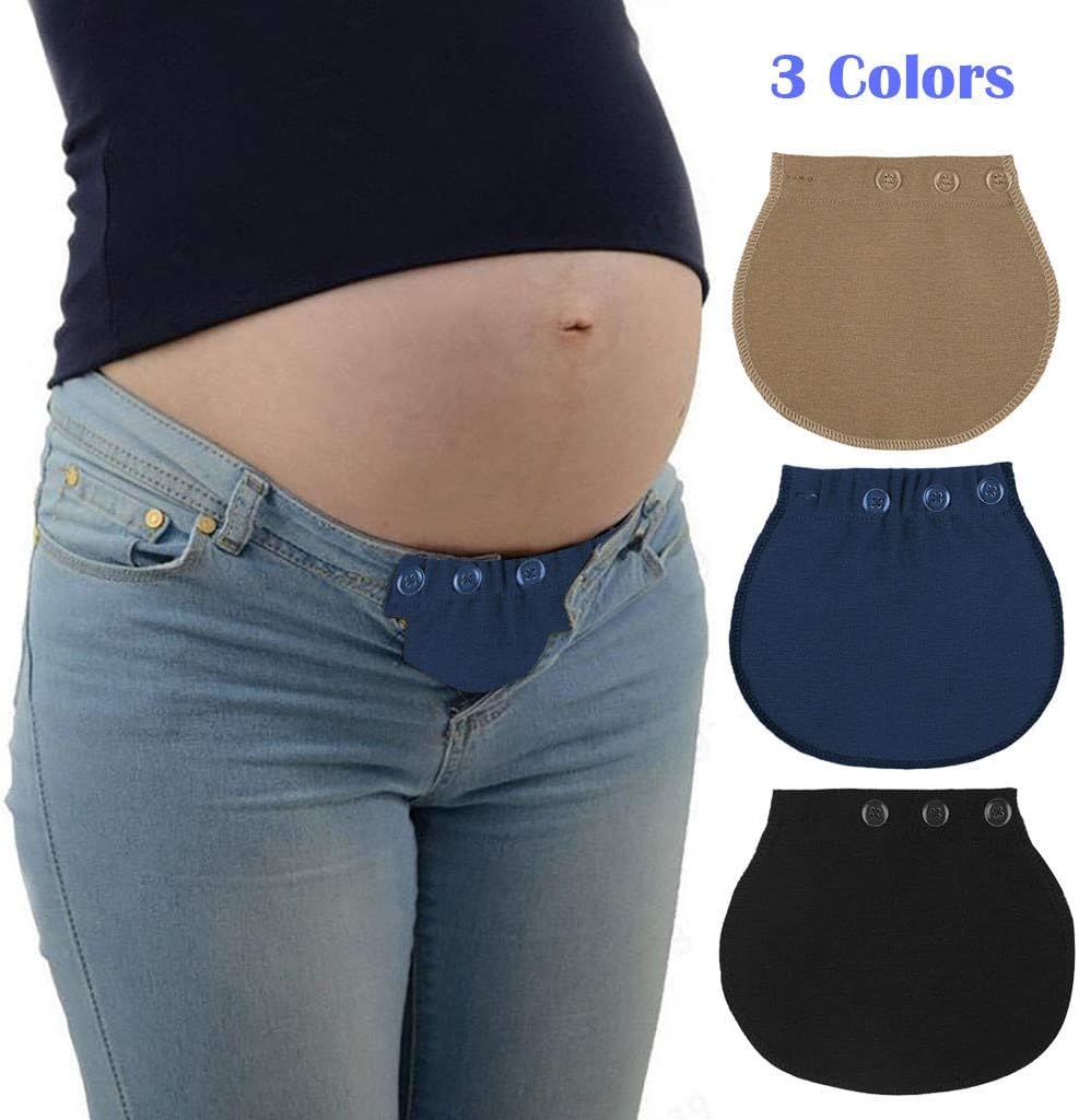 Maternity Elastic Pants Extender - Pregnancy Adjustable Waistband Expanders - Pregnant Women Men Pant Button Extenders by Comfy Clothes (Blue)