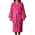 Lacoste Classic Pique 100% Cotton Bath Robe for Men & Women, One Size Fits Most, Magenta
