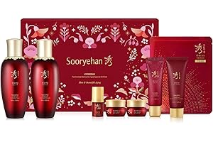 Sooryehan Hyobidam Fermented Bundle Gift Set (14fl oz) - Hyobidam Korean Skin Care Gift Set with Toner, Emulsion, Essence, Cream, Eye Cream, Mask & Foam,. Wild Ginseng Anti-Aging Hydration & Firming.