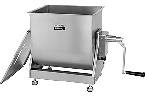 EASYROSE Commercial Tilt-Tub Meat Mixer with Gear Box, 60-lb/30L Stainless Steel Sausage & Burger Mixer, High-Torque Hand Crank Operation for Ground Meat & Seasoning