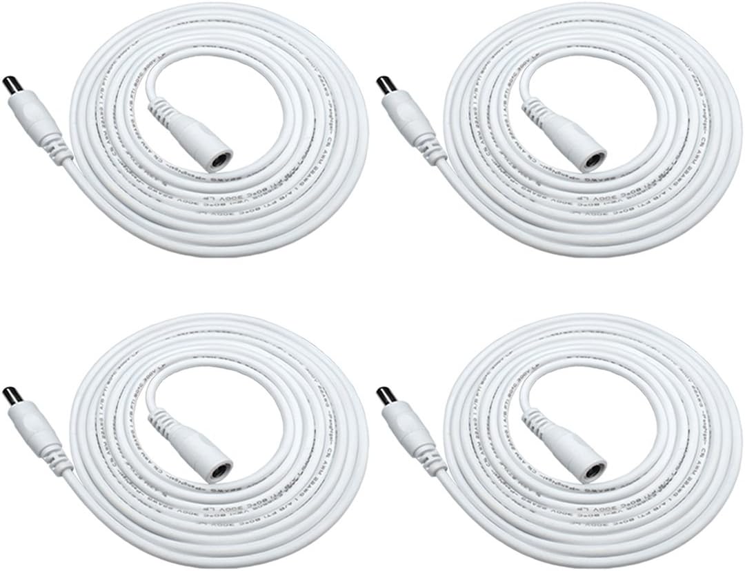 Liwinting 4pcs 2m/6.56ft DC Extension Cable 2.1mm x 5.5mm Male to Female Connector