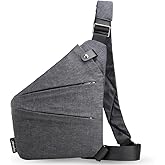 FlyHugz Anti-Theft Crossbody Sling Bag for Travel - Gray Canvas, Multi-Pocket Design for Men & Women, Water-Resistant