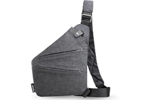 FlyHugz Anti-Theft Crossbody Sling Bag for Travel - Gray Canvas, Multi-Pocket Design for Men & Women, Water-Resistant