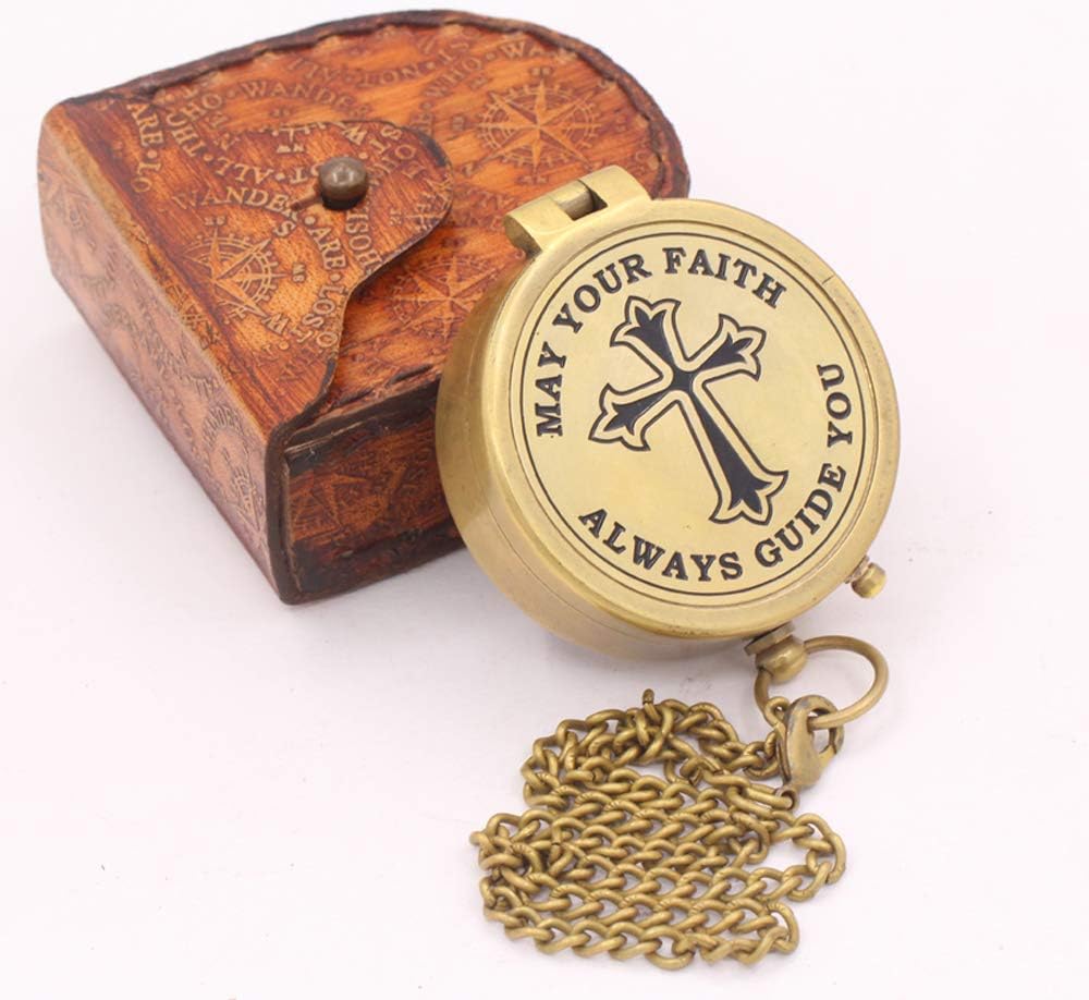 Gods Way Compass, Psalm 32:8, Solid Brass Directional Engraved Compass, Baptism Gifts for Boys Girls, First Communion, Christian Gifts for Men, First Confirmation Gifts for Boys Catholic Gifts