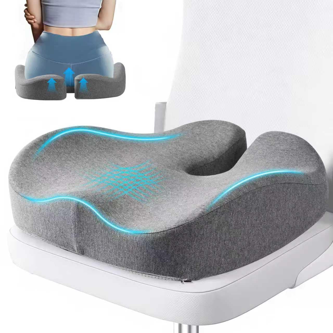 Photo 1 of **STAIN SEEN IN PHOTO**Comphekept Seat Cushions for Office Chairs & Hip Pain Relief, Extra-Dense Coccyx Cushion with Sciatica Support, Ergonomic Design for Desk Chair, Car, Wheelchair, All-Day Comfort (Gray)