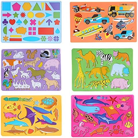 Economy Drawing Stencils Art Set of 6 for Kids – Educational Toy, for Travel and Gifts for Toddler, Girls, and Boys…