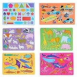 Economy Drawing Stencils Art Set of 6 for Kids - Educational Toy, for Travel and Gifts for Toddler, Girls, and Boys - Creative tool for Advancement -120 Shapes, Sea Animals, Farms, Vehicles