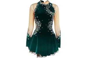 LIUHUO Women's Girls' Ice Skating Dress White Black Purple Velvet High Elasticity Competition Skating Wear Warm Handmade