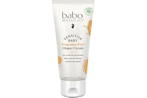 Babo Botanicals Sensitive Baby Fragrance-Free Diaper Cream - 25% Natural Zinc Oxide - Calendula, Shea & Cocoa Butter - EWG Verified - Vegan- From birth on