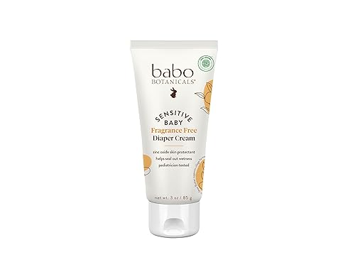 Babo Botanicals Sensitive Baby Zinc Diaper Cream With Colloidal Oatmeal, Shea and Cocoa Butter, Fragrance-Free - 3 Oz