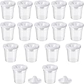 16 PCS Plastic Paint Cups with Lids for Kids, Reusable Paint Water Cup Clear No Spill Paints Cups Paints Containers with Lids for Art Supplies, Art Classes, Painting Projects, Craft Supplies