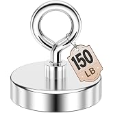 FINDMAG 150 LBS Fishing Magnet, 1.42 Inch Neodymium Pickup Magnet | Compact Metal Pickup, Small Neodymium Magnet, Lifting Eye Bolt Design, Garage Cleanup, Outdoor Retrieval, Workshop Use