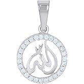 Jewels By Lux Sterling Silver Unisex Cubic Zirconia Allah Religious Charm Pendant