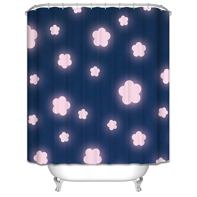 LOUMVE Antibacterial Duschvorhangringe für Badezimmer Blume Anti Schimmel Badewanne duschvorhang Bunten 165x180 cm inkl. 12 R