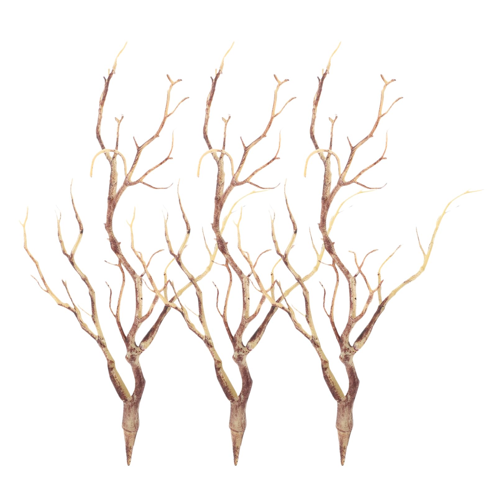 WINOMO 3pcs Artificial Dried Tree Branches Artificial Twigs Plastic Stems Plastic Twigs Faux Twigs for Flower Arrangement Decoration (Coffee)
