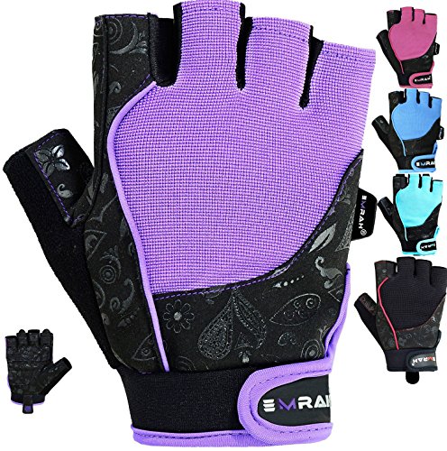 EMRAH Gym Weight Lifting Gloves Women Workout Fitness Ladies Bodybuilding Crossfit Breathable Powerlifting Wrist Support Strength Training Exercise (Purple, M (Fits 6.88 - 7.36 Inches)) - Thumbnail 6