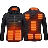 REIOASUD 2026 Heated Hoodie Zip Heated Jacket Multiple Heating Zones Coat with 3 Heating Levels for Men Women Winter Outdoor