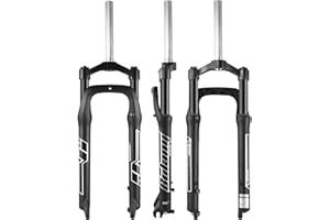 BOLANY Fat Tire MTB Suspension Fork, 20/26 x 4.0 inch 1 1/8 Straight Tube 100mm Travel Spacing Hub 135mm Manual Lockout 9mm QR Oil Spring Front Forks for Snow Beach XC Mountain Bike