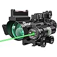 CVLIFE 4x32 Prism Tactical Rifle Scope Red & Green & Blue Illuminated Reticle Scope with Fiber Optic Sight & IIIA/2MW Laser Sight