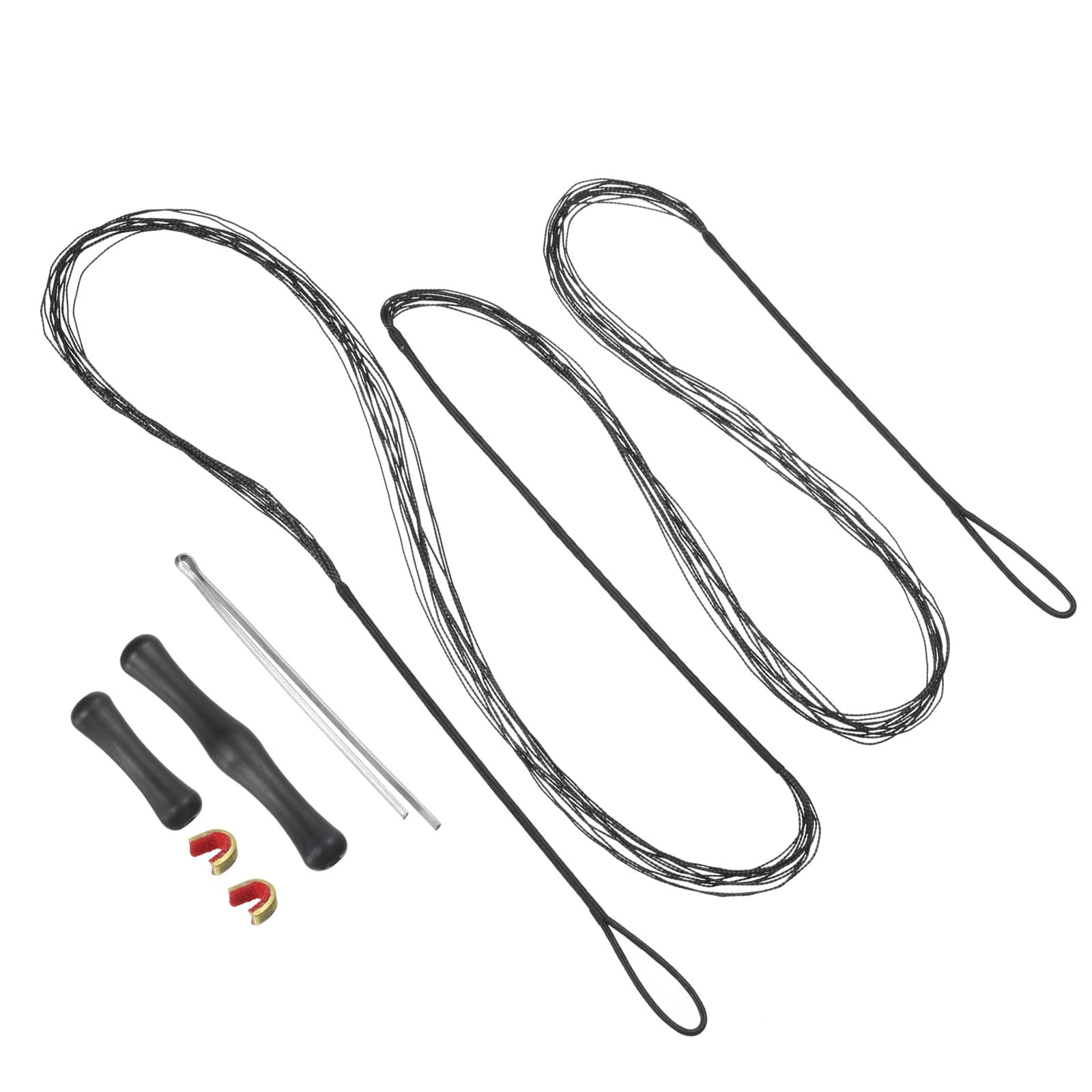 PATIKIL Bow String Replacement with 2 Nock Points Bowstring Finger Guards for AMO 68", 12 Strands Traditional Recurve Bowstring, Black