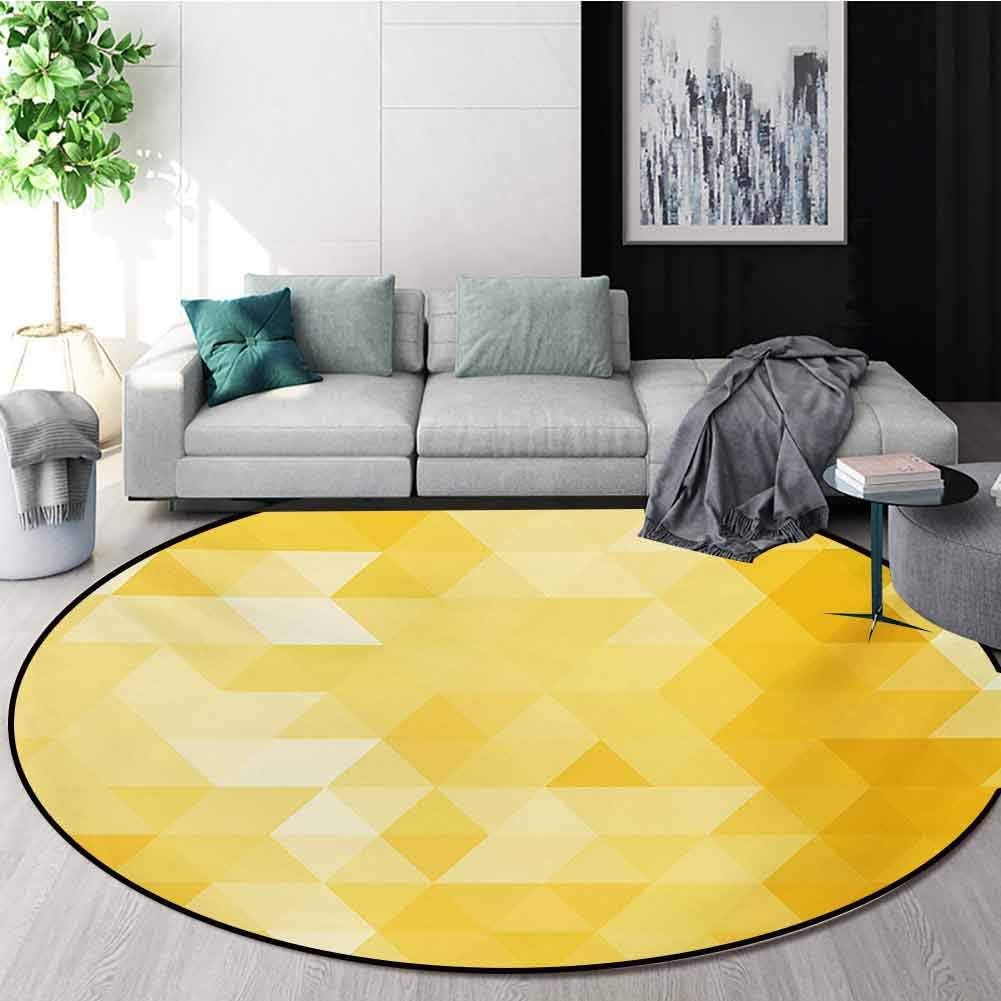 RUGSMAT Yellow Round Area Rug Carpet,Abstract Triangle