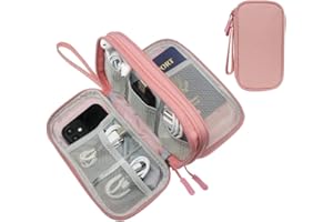 DDgro Cord Organizer Travel Case, Tech Organizer Cable Bag for Charger and Cords, Electronics Accessories (Small, Pink)