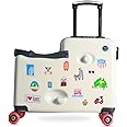 Cegali 2025 Itsy Rider 20" Ride-on Suitcase for Kids with Double Spinner Red Wheels (Beige Traveler)