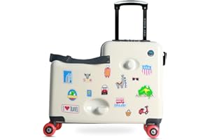Cegali 2025 Itsy Rider 20" Ride-on Suitcase for Kids with Double Spinner Red Wheels (Beige Traveler)