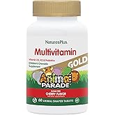 NaturesPlus Animal Parade Gold Multivitamin Children’s Chewables - Cherry Flavor - 60 Chewable Animal-Shaped Tablets - With Vitamin D3, K2 & Probiotics - 30 Servings