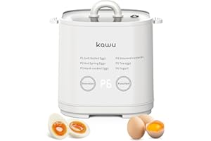 Kawu Electric Egg Cooker for Hard Boiled Eggs, 6-In-1 Egg Boiler with Timer, Onsen Tamago, Egg Steamer for Soft Boiled Egg, E