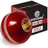 ONEGlobal Supreme Leather Cricket Ball | 100% Handstitched, 156g-5.5oz, 4-Piece Premium Leather, Waterproofing | Match Quality Hard Cricket Balls for Matches &amp; Net Practice.