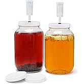 1 Gallon Glass Fermentation Jars with Airlock, Wide Mouth Mason Jars with Fermentation Lid for Brewing, Pickles, 128 oz Glass