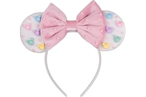 JIAHANG Velvet Mouse Ears Headband with Beads, Velour Hair Bow Hairband, Party Decoration Headwear Hair Accessories for Women Girls