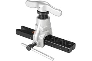 Mulcort Eccentric Flaring Tool Set for Refrigerator Water Gas Brake Line Applications Tubing 6 Dies Sizes 45 Degree Angle Eccentric Cone Type Flaring Kit for Copper Brass Aluminum Mild Steel Pipe