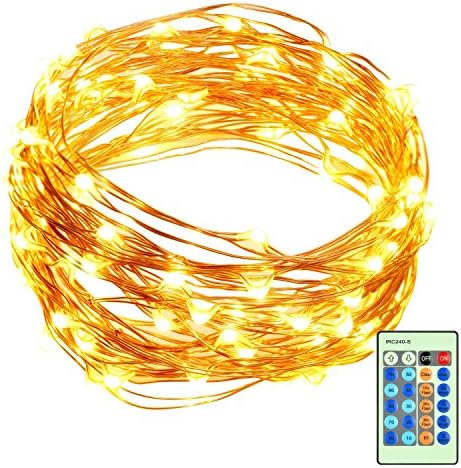 33ft LED String Lights Dimmable with Remote Control, ALPULON Waterproof Lights for Christmas Decorations,Parties,Bedroom,Patio,Garden,Gate,Yard,Outdoor(Copper Wire Lights, Warm White)